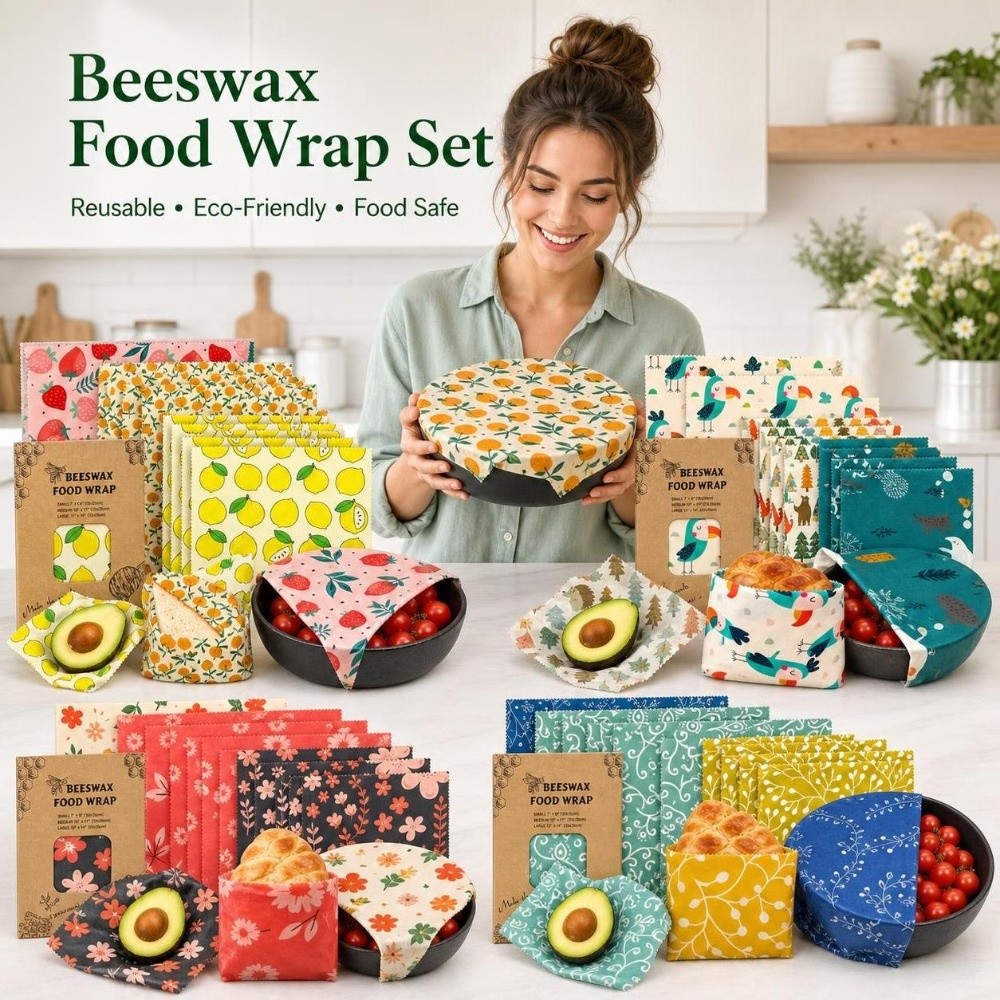 Beeswax Food Cover - 9 pezzi di pellicola alimentare in