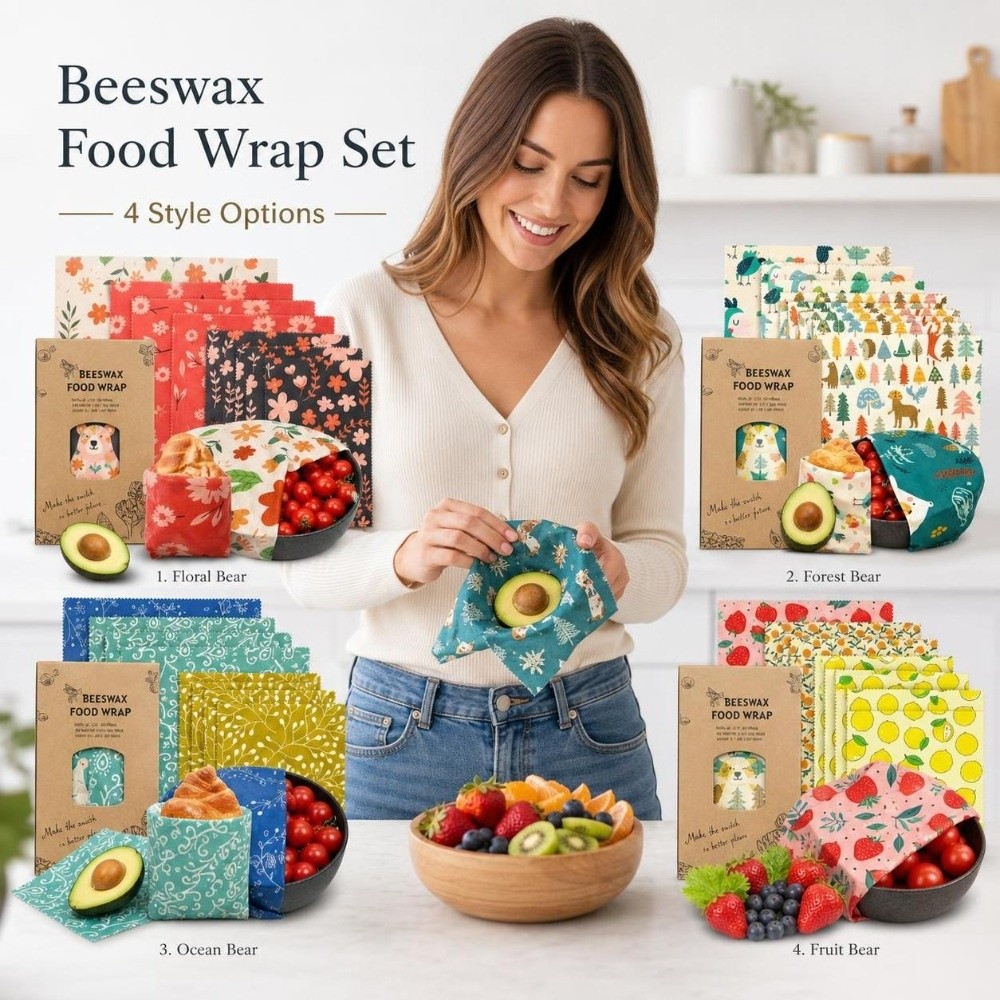 Beeswax Food Cover - 9 pezzi di pellicola alimentare in