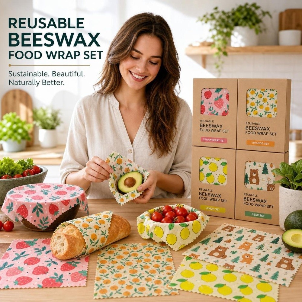 Beeswax Food Cover - 9 pezzi di pellicola alimentare in