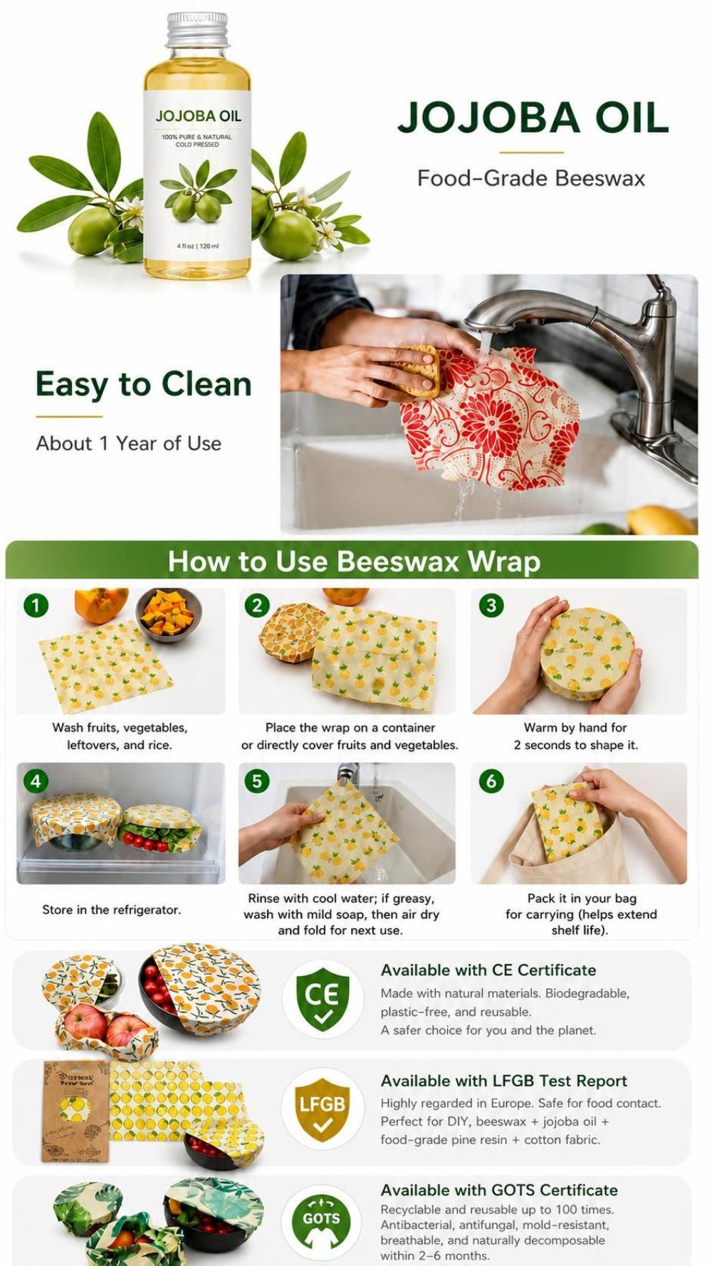 9 pezzi di pellicola alimentar - Beeswax Food Cover recensione e prezzo