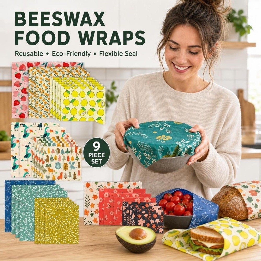 9 pezzi di pellicola alimentar - Beeswax Food Cover recensione e prezzo